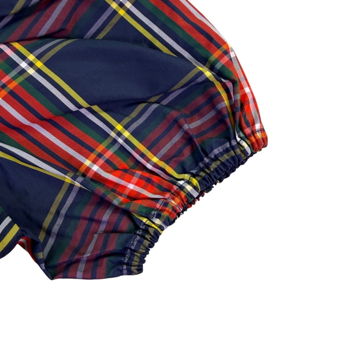 Crewcuts Girls Navy Multicolor Plaid Polyester Puff Sleeve Party Dress Size 7