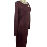 ELIE TAHARI Burgundy Long Sleeve Bodycon Midi Dress W/ Cutout Detail Sz L - New