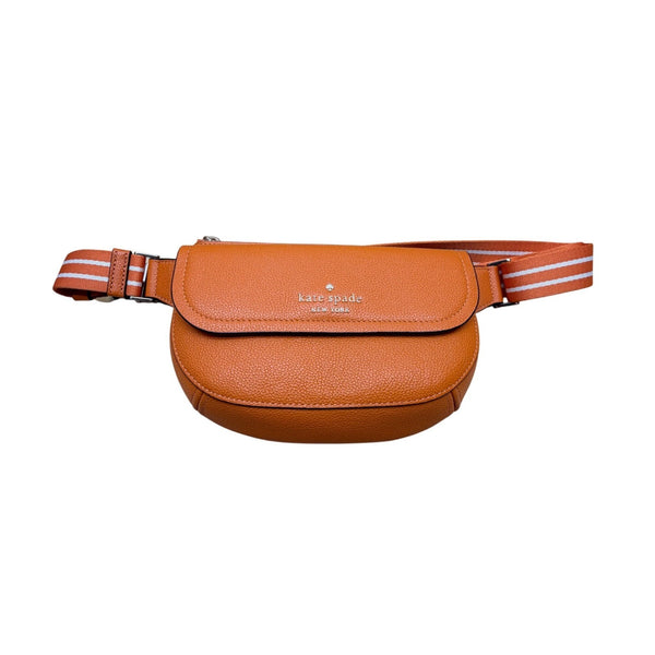 Kate Spade Women’s Orange Leather Adjustable Strap Stylish Pebbled Belt Bag