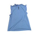 Ann Taylor Factory Womens Blue Ruffle Sleeveless Blouse Size L