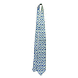 Smithsonian Institution Mens Cream & Blue 100% Silk Floral Pattern Neck Tie