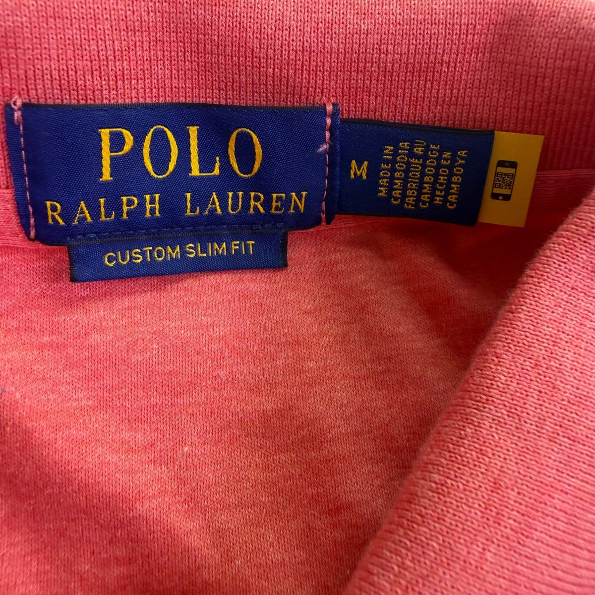 Polo Ralph Lauren Mens Coral Cotton Custom Slim Fit Polo Shirt Casual Wear Sz M