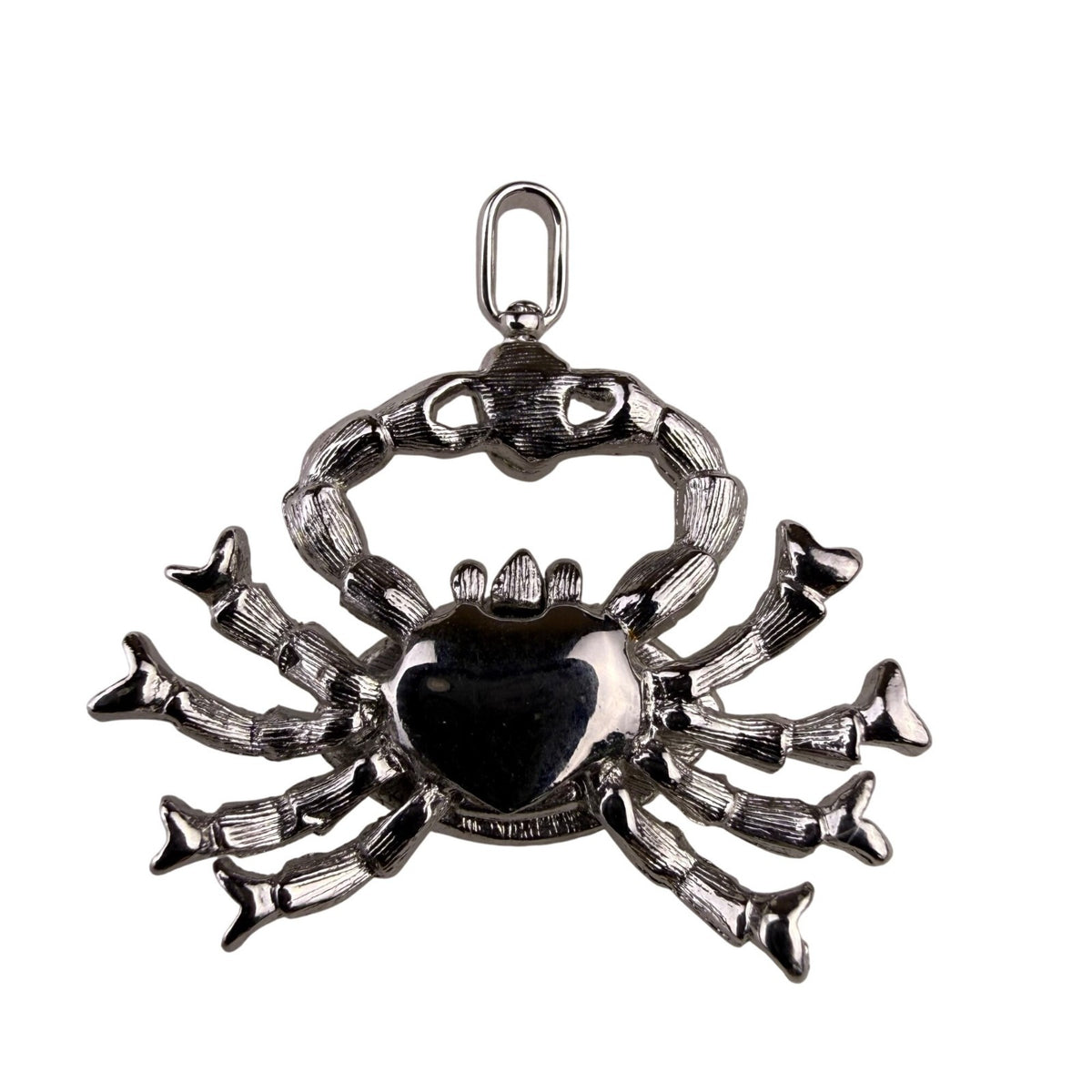 Silver Tone Metal Crab Necklace Pendant Charm Detailed Design