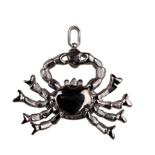 Silver Tone Metal Crab Necklace Pendant Charm Detailed Design