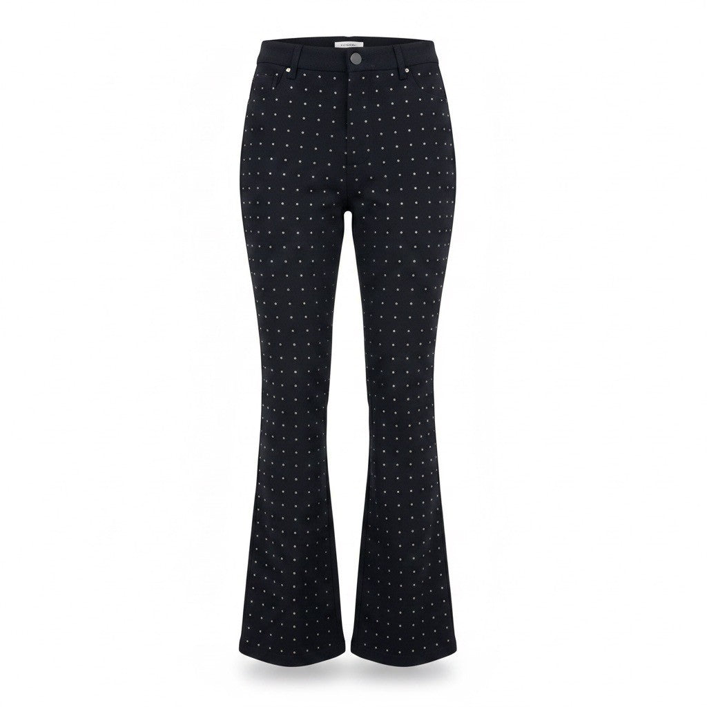 Pretty Garbage Womens Black Cotton Wide-Leg Studded Pants With Pockets Size S 