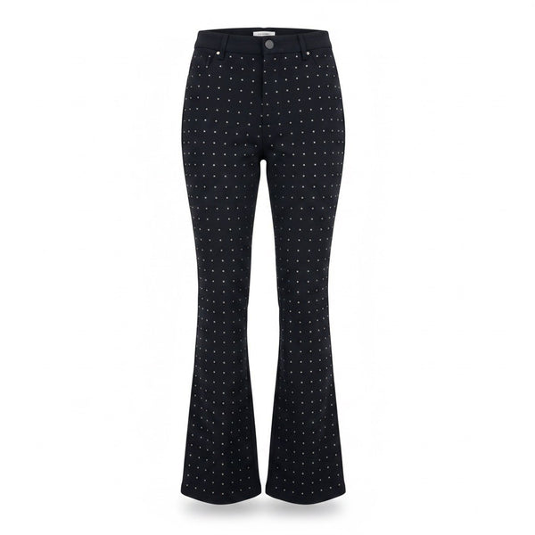 Pretty Garbage Womens Black Cotton Wide-Leg Studded Pants With Pockets Size S 