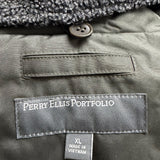 Perry Ellis Portfolio Mens Green Polyester Bomber Jacket Sherpa-Lined Collar Siz