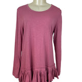 Lori Goldstein LOGO Womens Pink Long-Sleeve Ruffle Hem Tunic Size M