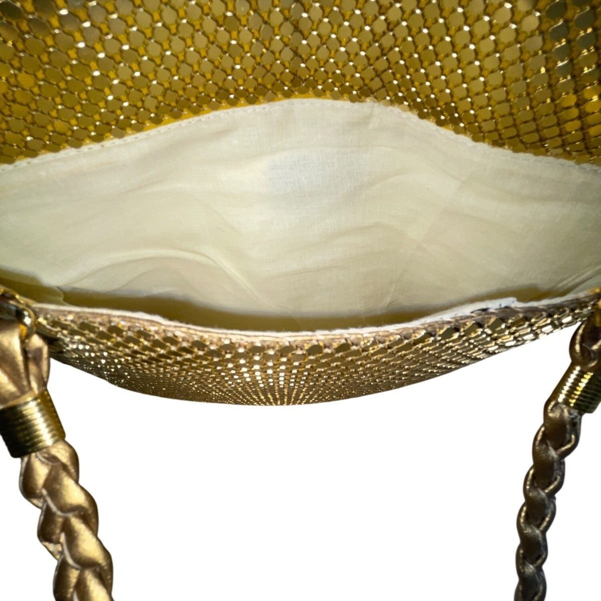 Empire Orr Women’s Gold Metallic Mesh Double Strap Zip Closure Shoulder Bag