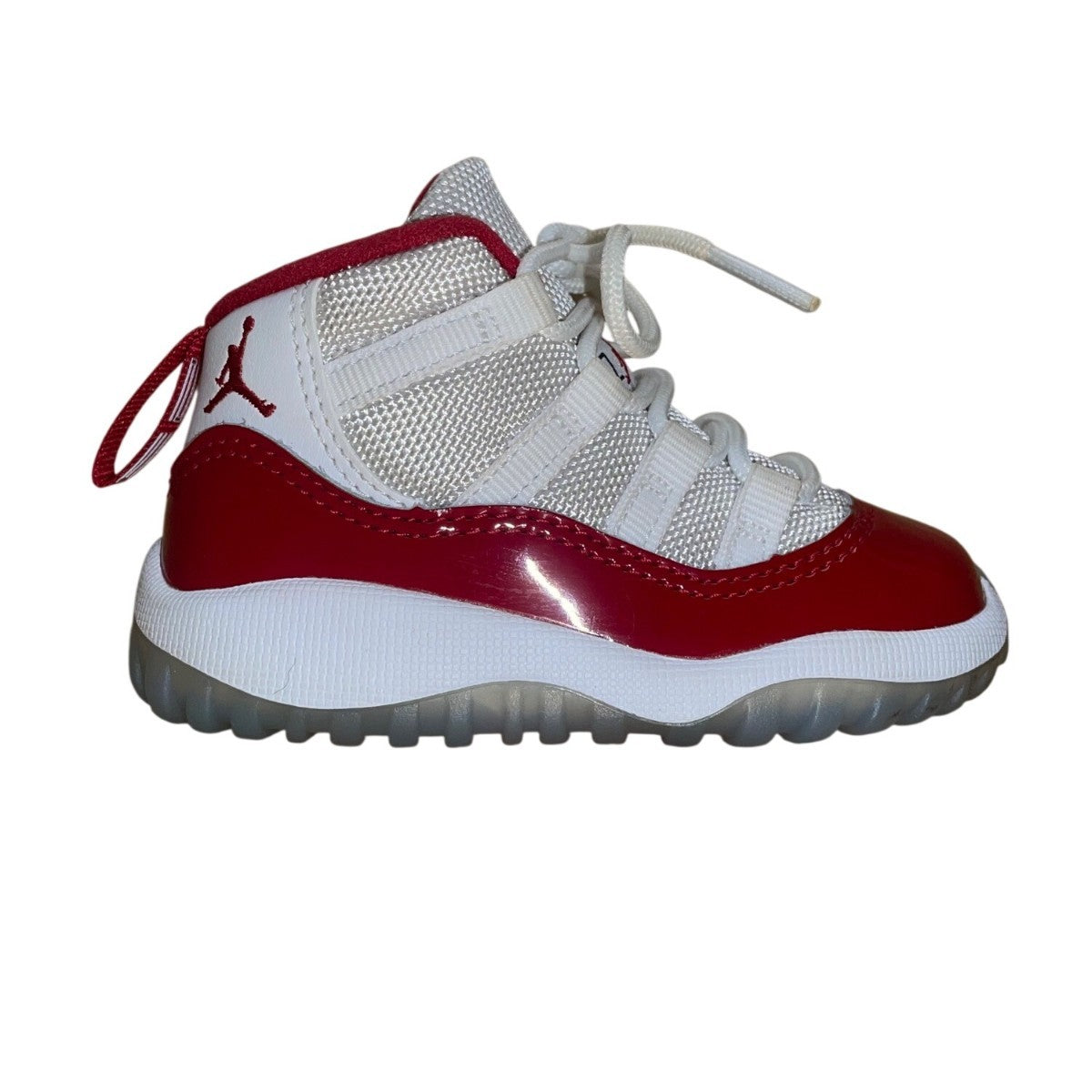 Air Jordan Kids White & Red Patent Leather High-Top Retro 11 Crib Shoes Size 5C