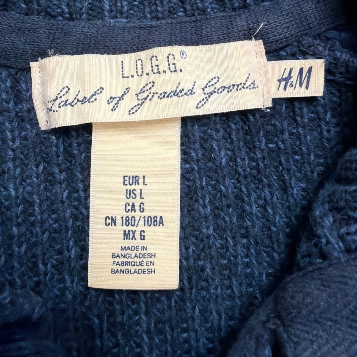 H&M L.O.G.G. Mens Navy Cotton Pullover Sweater Long Sleeve Mock Neck Size L