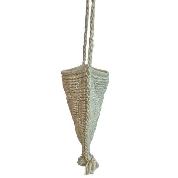 Handcrafted Women's Ivory Crochet Wool Crossbody and Shoulder Bag Sz M
