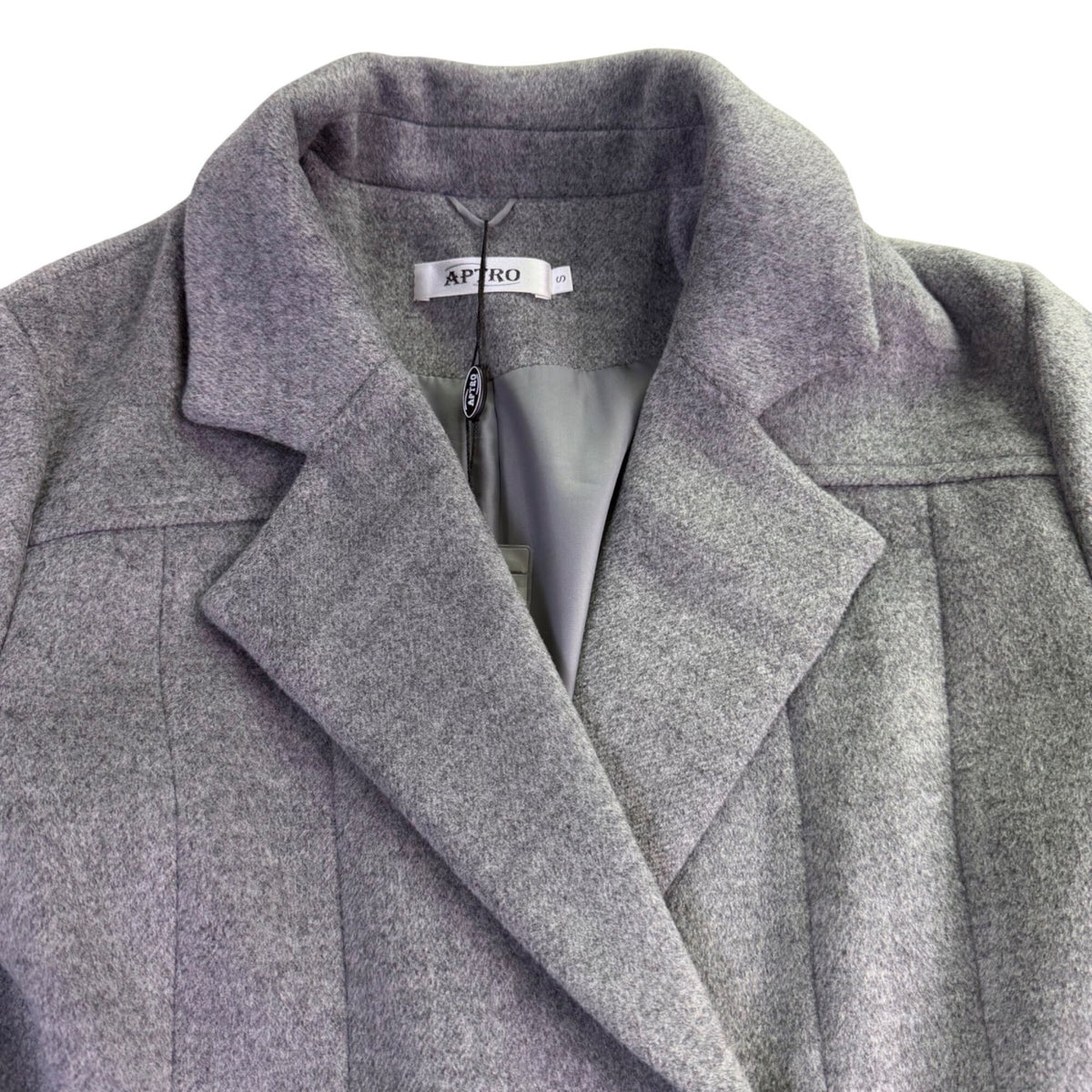 Aptro Womens Gray Wool Blend Double-Breasted Winter Coat Size S