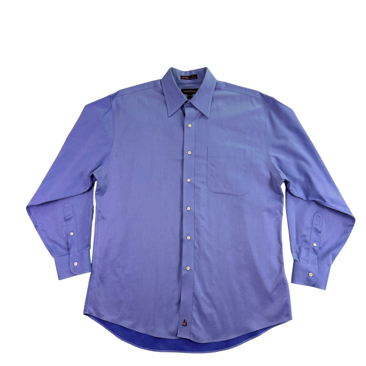 Nordstrom Mens Blue Cotton Long Sleeve Button-Up Shirt Size 15 1/2-33 Slim Fit