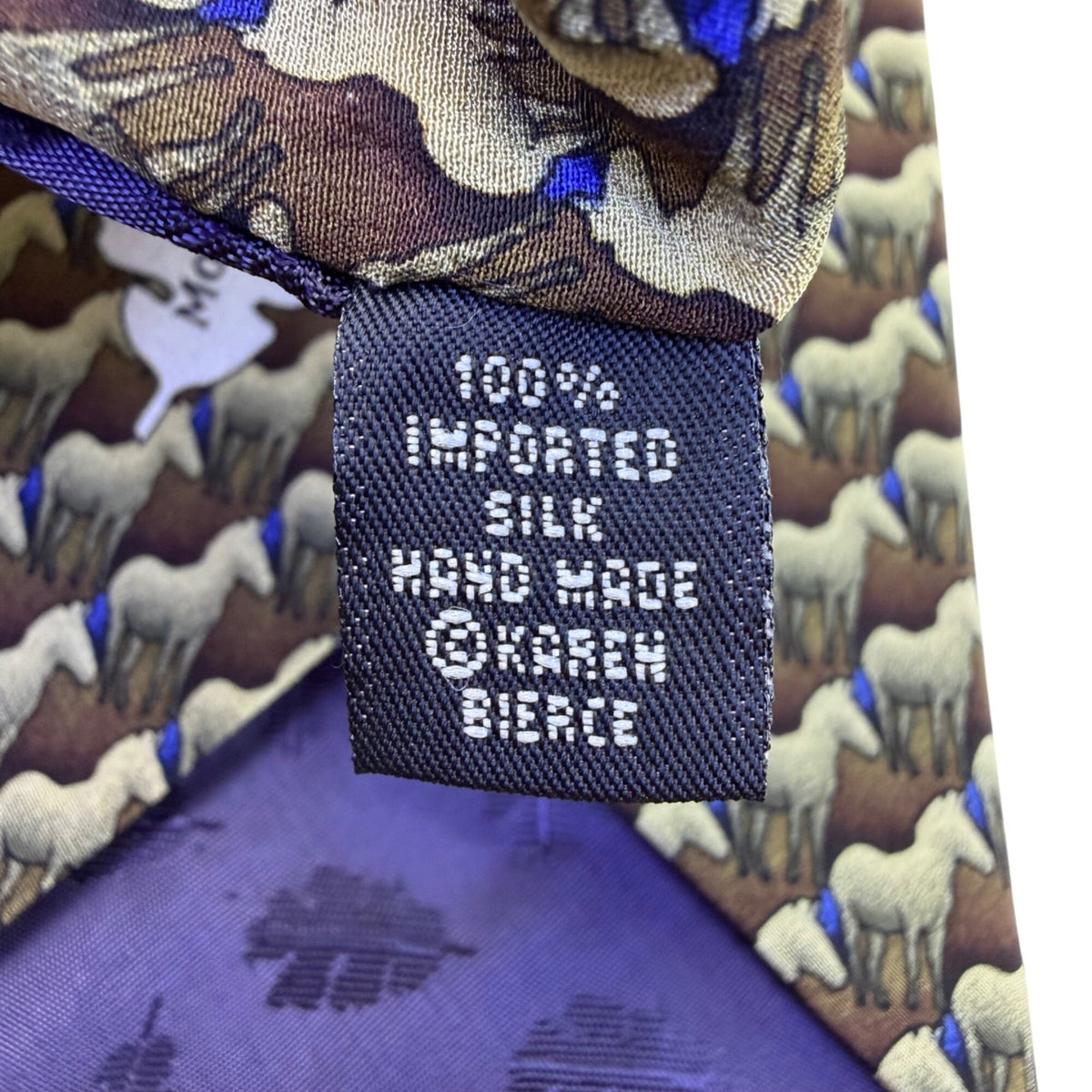 The Nature Conservancy Mens Brown 100% Silk Mongolian Horse Pattern Tie Handmade