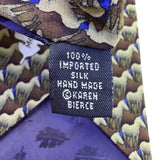 The Nature Conservancy Mens Brown 100% Silk Mongolian Horse Pattern Tie Handmade
