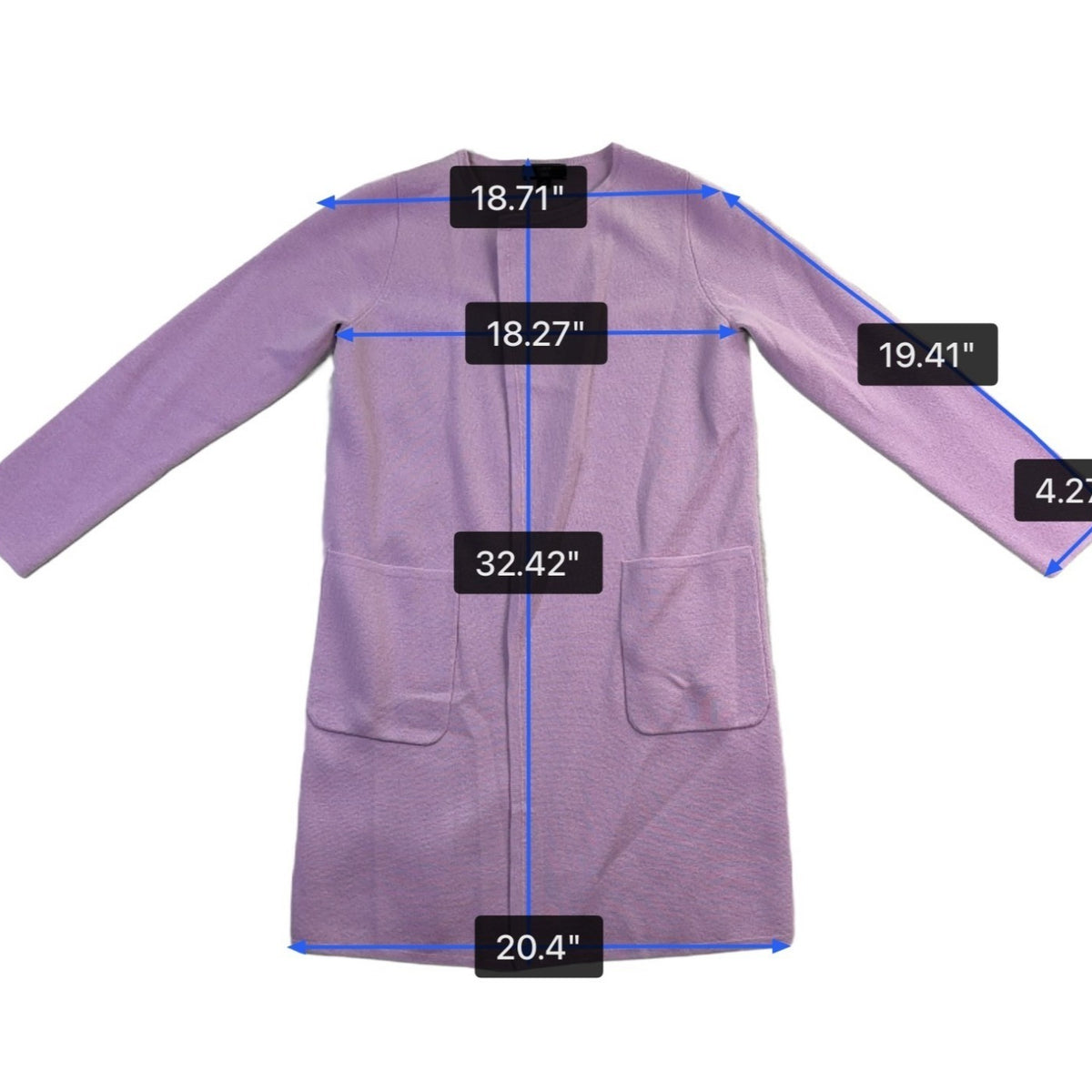 J.Crew Womens Purple Textured Long-Sleeve Lengthy Cardigan With Pockets Size XS