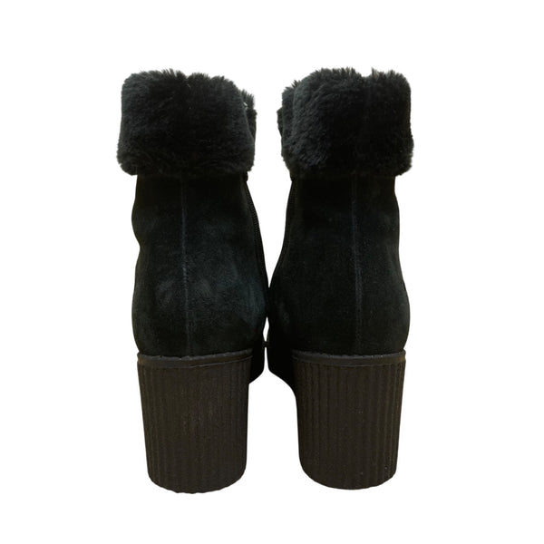Totes Women’s Black Faux Fur Trimmed Leather Citi Night Ankle Boots Size 8M