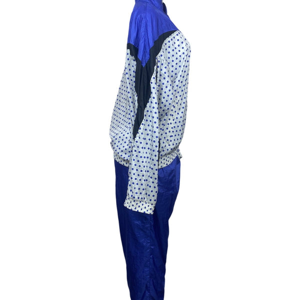 Ellesse Womens Blue Polka Dot Tracksuit Set Nylon Polyester Cotton Size 3