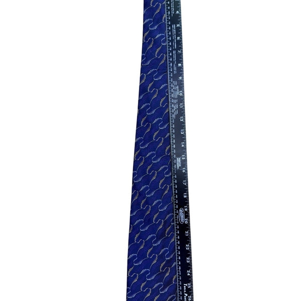 Robert Talbott Studio Mens Purple & Gold Silk Necktie Hand-Sewn Waves Pattern