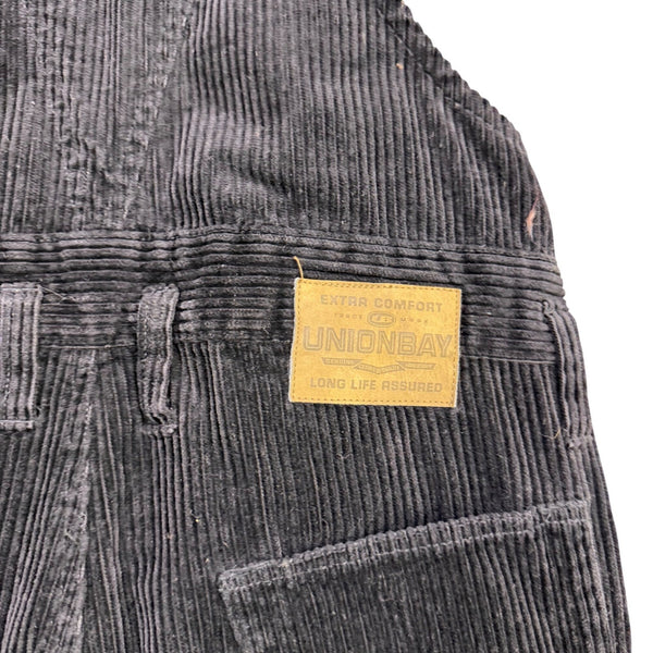 Unionbay Womens Black Corduroy Overalls Adjustable Straps Button Accents Size S