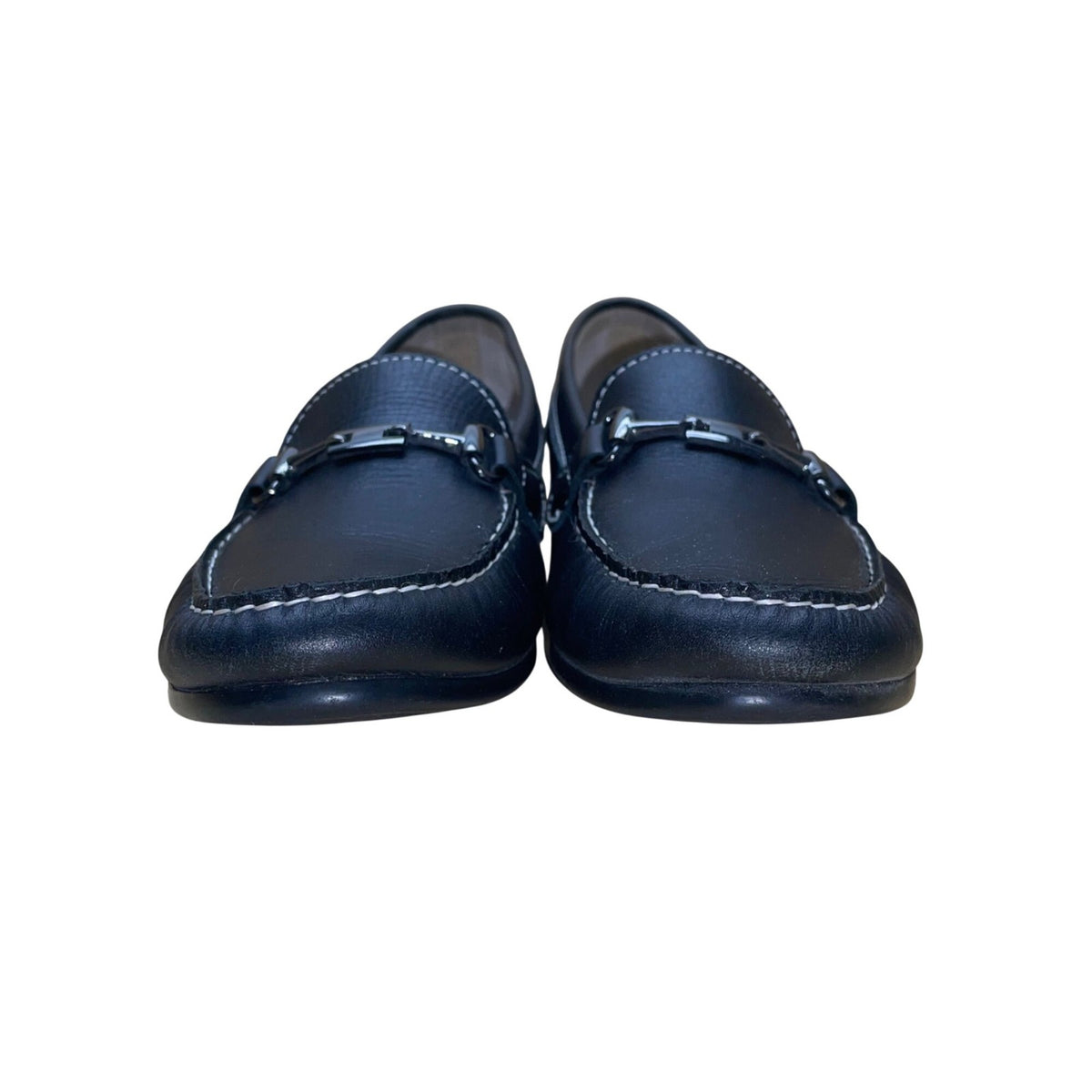 Munro American Women’s Black Leather Horse Bit Accent Loafers Size 6W