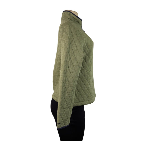Orvis Womens Green Cotton Quilted 1/4 Snap Pullover Jacket Sz XS - New