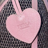 Furla Women’s Pink & Black Mesh & Rubber Blend Heart Backpack