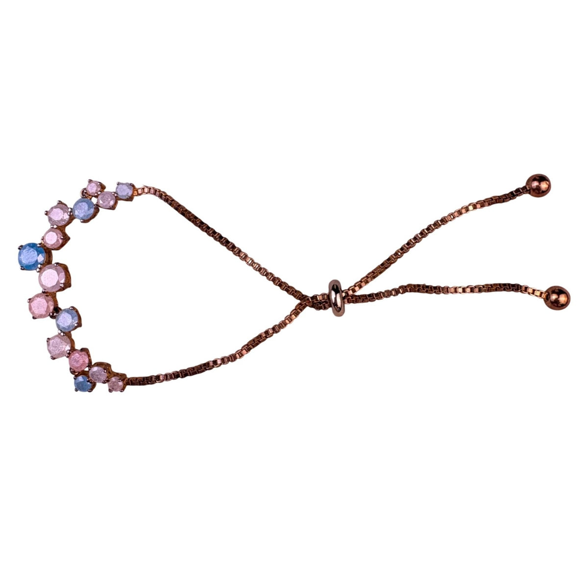 Gold Tone Womens Multi-Color Stone Adjustable Bolo Bracelet With Crystal Accents