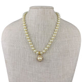 Vintage Roman Faux Pearl & Rhinestone Gold Tone Necklace & Clip-On Earrings Set