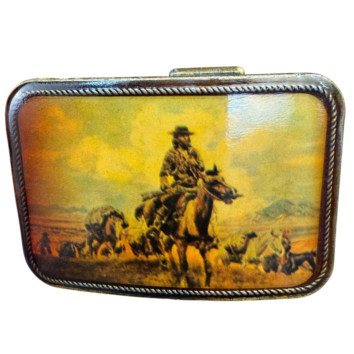 Hand Tooled Don Hewitt Mens Tan Leather Western Belt Cowboy Horse Buckle