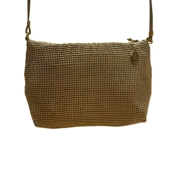 Whiting & Davis Women’s Gold Mesh With Adjustable Strap Crossbody Evening Bag