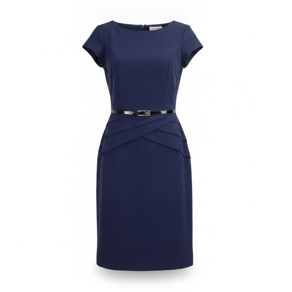 Jones Studio Womens Navy Dress With Belt Modest Yet Stylish Look Size 4