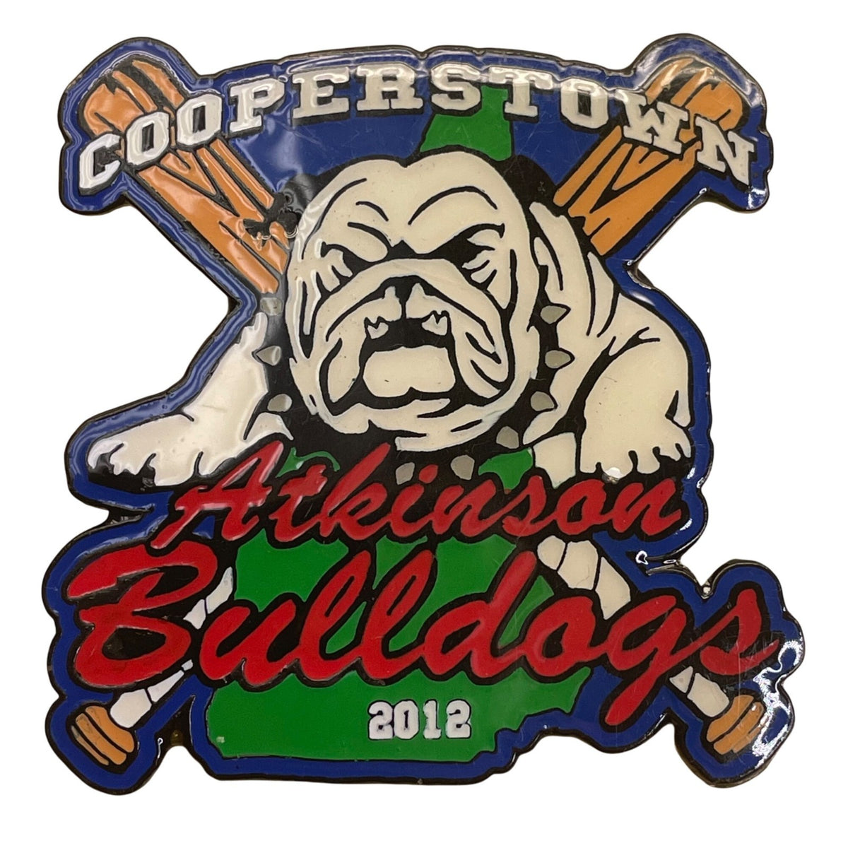 Cooperstown Atkinson Bulldogs 2012 Collectible Enamel Pin W/ Dual Posts & Rubber
