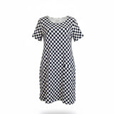 Nipon Womens Black & White Checker Silk Dress Short Sleeve US Checkered Size 12