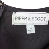 Piper & Scoot Womens Black Belted Short-Sleeve Jumpsuit Size L