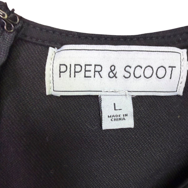 Piper & Scoot Womens Black Belted Short-Sleeve Jumpsuit Size L