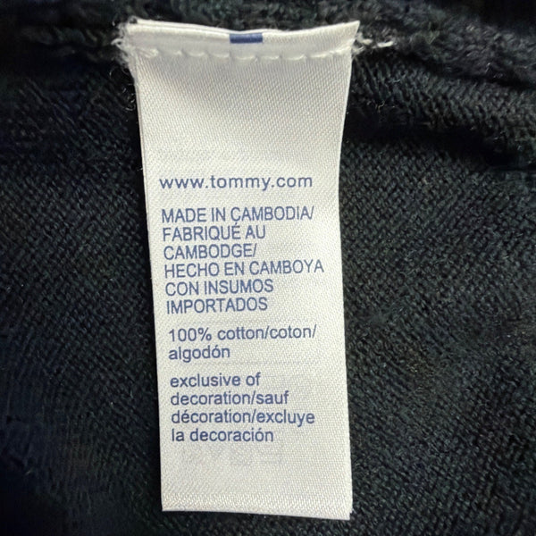 Tommy Hilfiger Mens Black V-Neck Premium Cotton Sweater  Casual Wear Size M