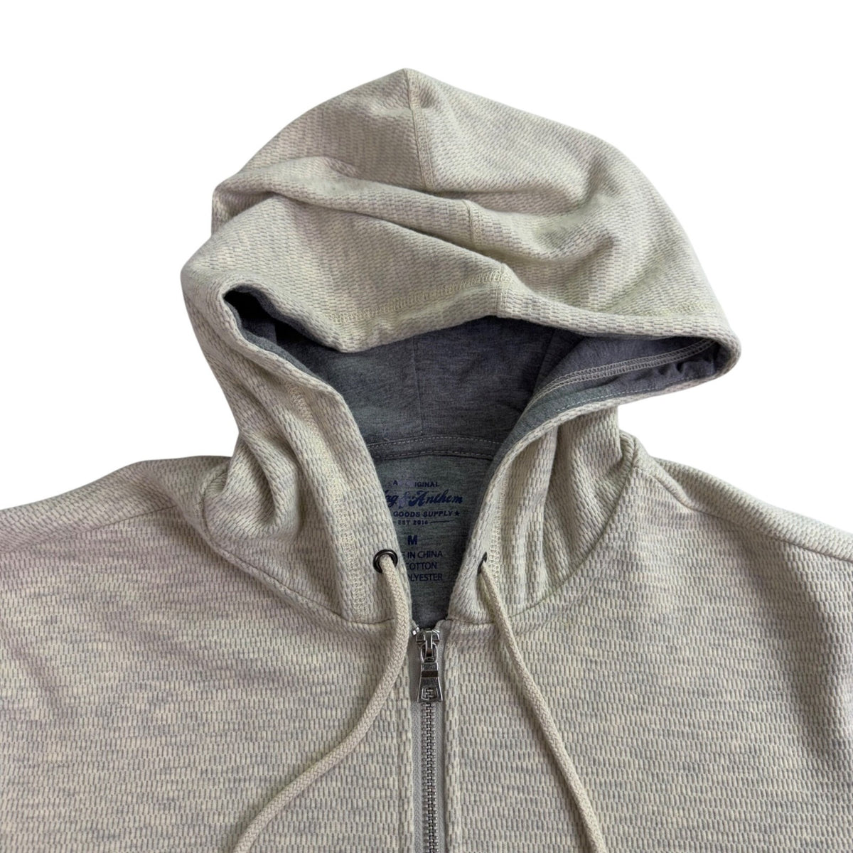 Flag & Anthem Mens Beige Cotton/Polyester Hoodie Sweater Waffle Knit Sz M - New