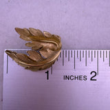 Trifari Gold Tone Womens Leaf Clip-On Earrings Textured Vintage Long Pair