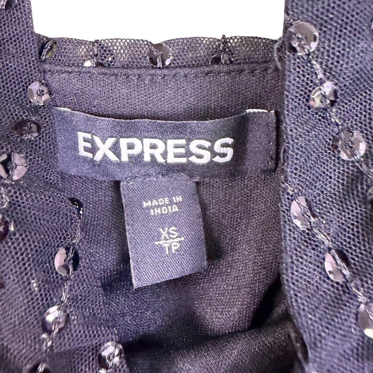 Express Womens Black Nylon & Polyester Sparkle Strappy Peplum Tank Top XS