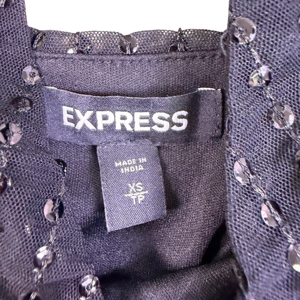 Express Womens Black Nylon & Polyester Sparkle Strappy Peplum Tank Top XS
