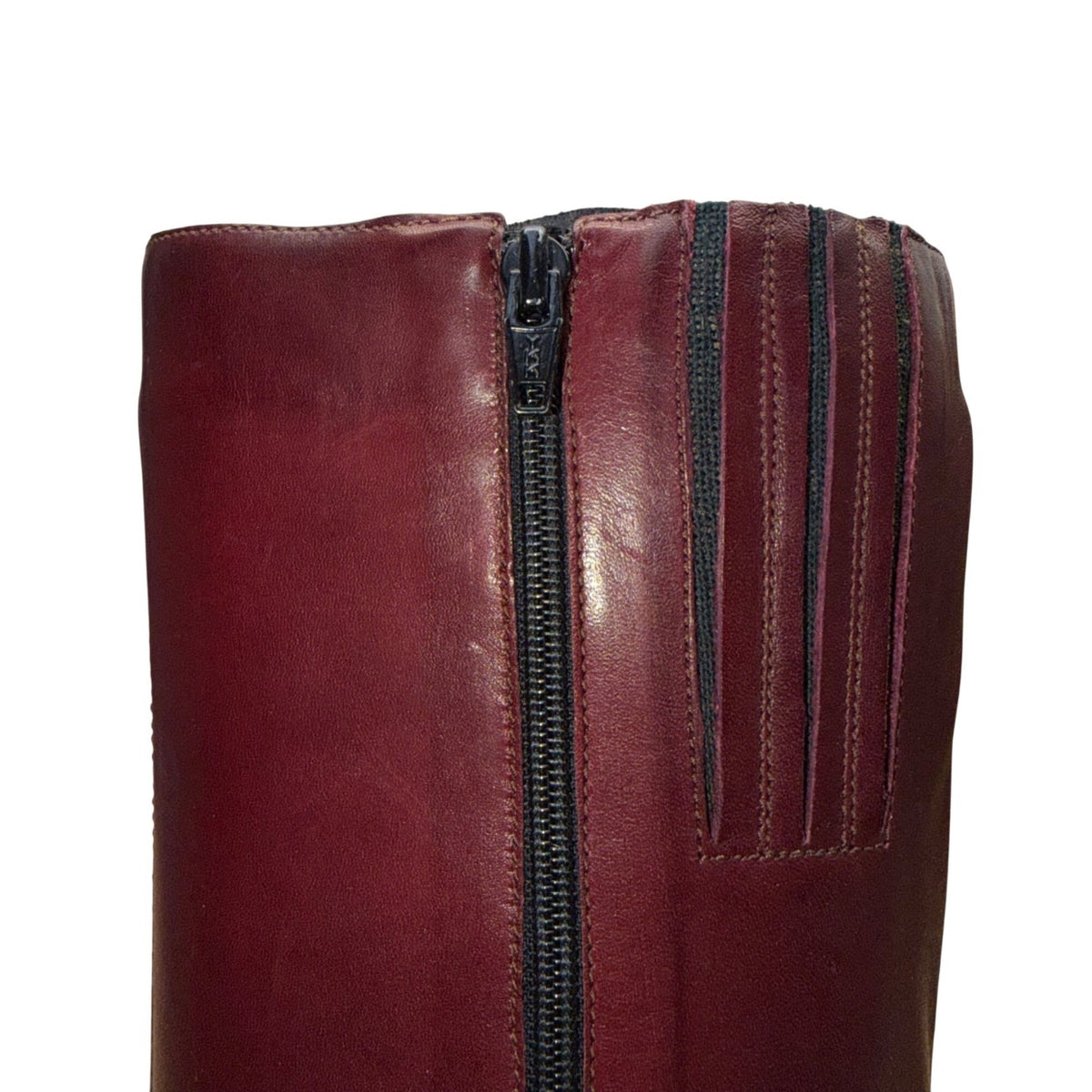 Vintage Made In Brazil Women's Burgundy Leather Knee-High Heeled Boots Size 7.5M