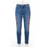 Hilfiger Womens Blue Cotton Blend Embroidered Jeans Slim Fit Floral Print Size 8
