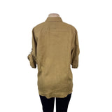 Ralph Lauren Womens Beige Linen Long Sleeve Utility Shirt Button Front Size XL