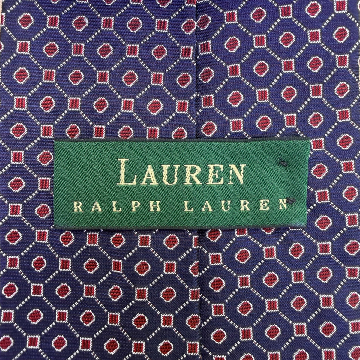 Lauren Ralph Lauren Mens Blue Red Silk Geometric Patterned Tie