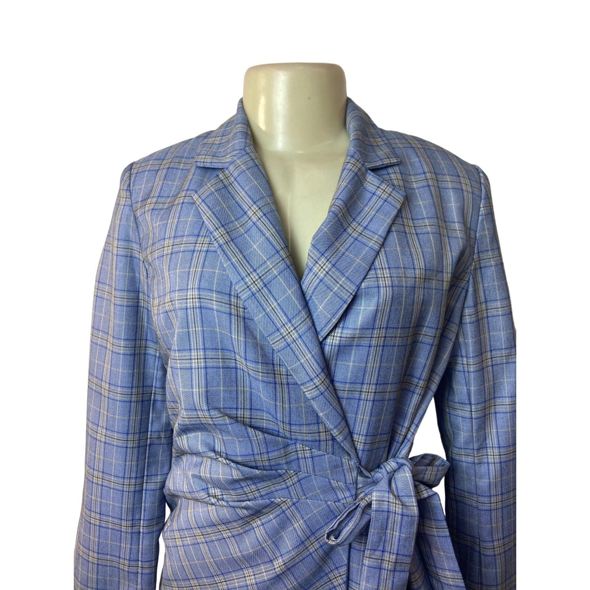 SOHO by Stephanie Horne Women's Blue and Gray Plaid Blazer Sz S
