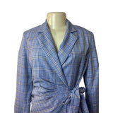 SOHO by Stephanie Horne Women's Blue and Gray Plaid Blazer Sz S