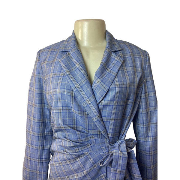 SOHO by Stephanie Horne Women's Blue and Gray Plaid Blazer Sz S