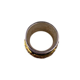 Two-Tone Bali Style Wide Ring Silver Tone Artisan Design Size 7 Spinning